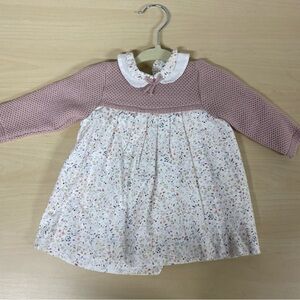 Mebi Pink Knit Baby Floral Dress 6M